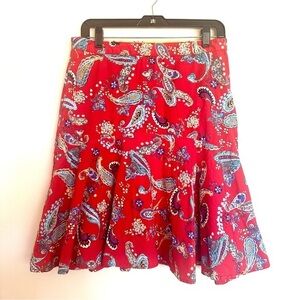American Living Paisley Retro Skirt  Red Size 6